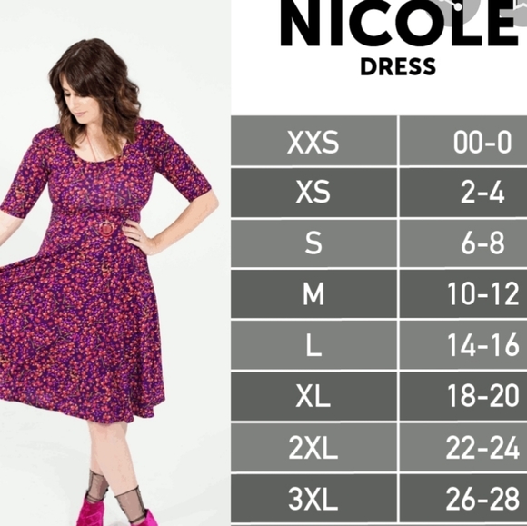 Lularoe S Orange Blue Plaid Nicole Midi Dress NWT - Picture 5 of 6